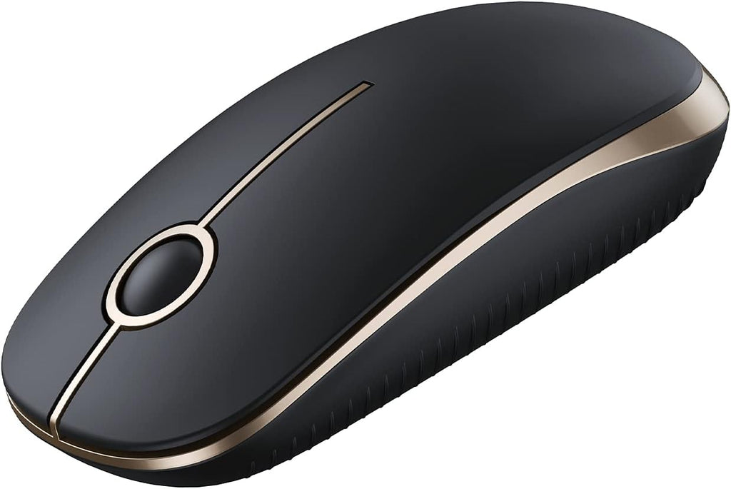 Vssoplor Wireless Mouse, 2.4G Slim Portable Computer Laptop Mouse with Nano Receiver Quiet Silent Optical Mice for Notebook, PC, Laptop, Computer-Black and Gold